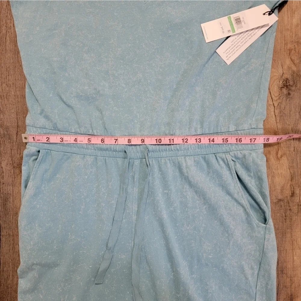 Calvin Klein Athletic Jumpsuit Romper Sleeveless Drawstring Waist Aqua NWT Large